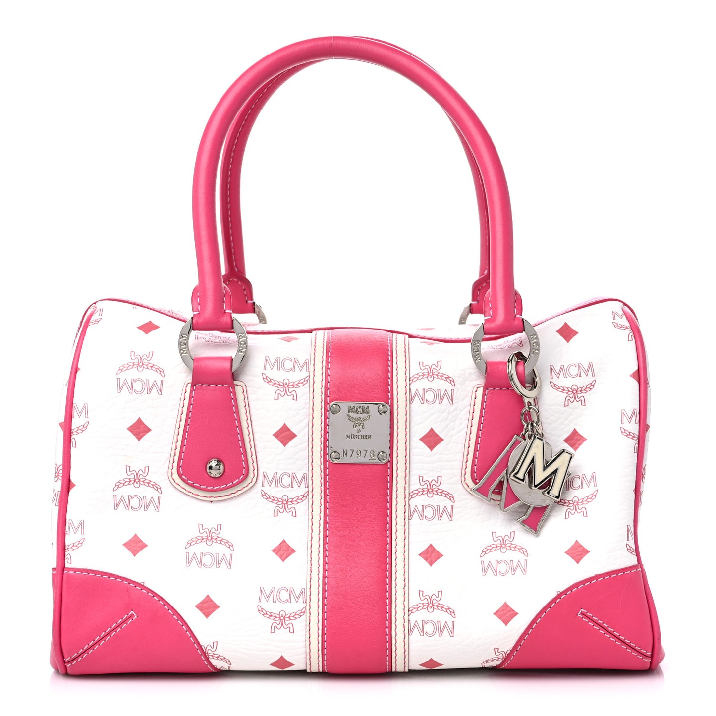 Visetos Medium Boston Bag Pink White