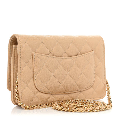 Chanel Caviar Quilted Wallet On Chain WOC Beige 3 of 10