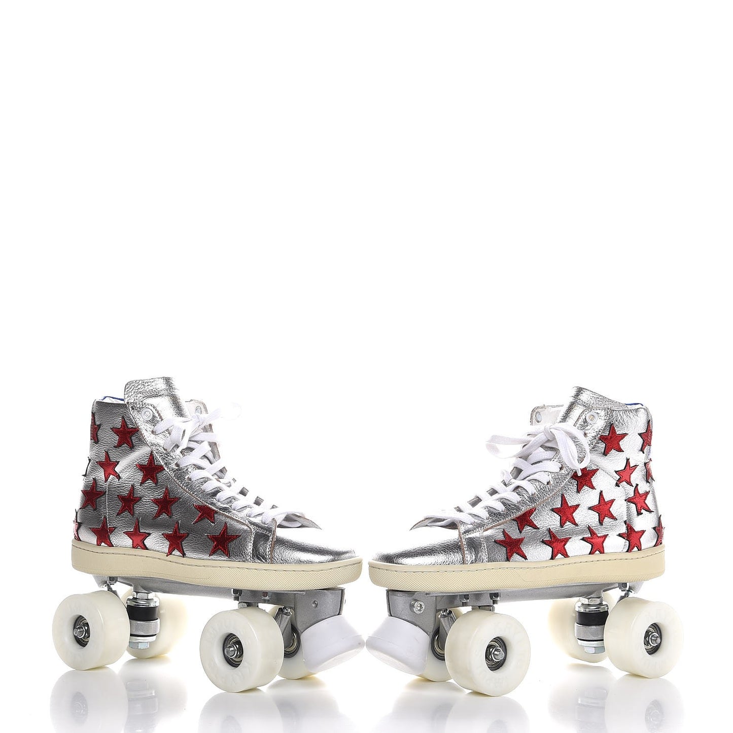 Metallic Calfskin California Court Classic Roller Skates 40 Platinum