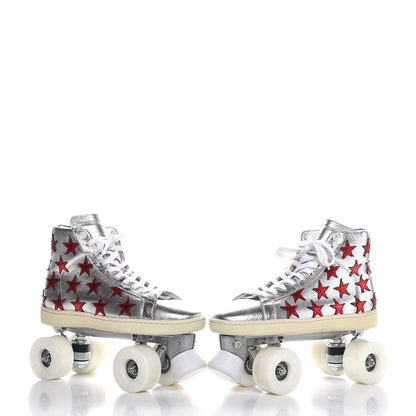 Saint Laurent Metallic Calfskin California Court Classic Roller Skates 40 Platinum 6 of 14