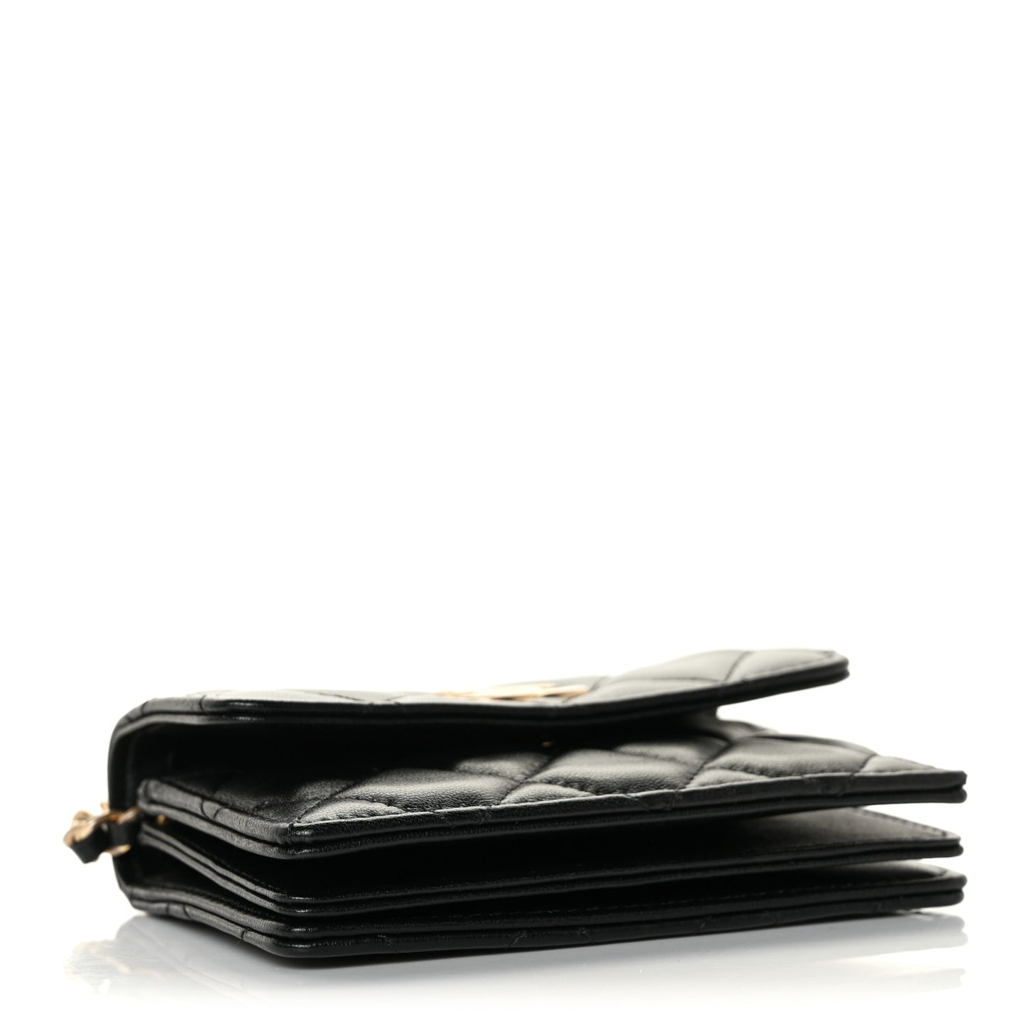 Lambskin Quilted Pearl Crown Clutch With Chain Black