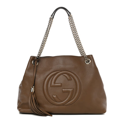 Gucci Pebbled Calfskin Medium Soho Chain Shoulder Bag Maple Brown 1 of 11