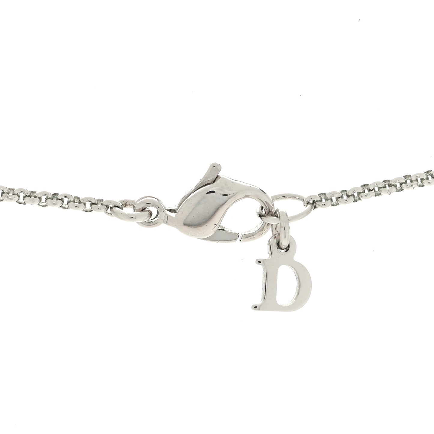 Crystal Bead Logo Necklace Silver