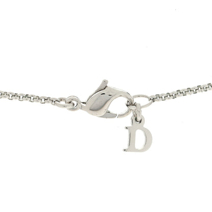 Christian Dior Crystal Bead Logo Necklace Silver 3 of 4