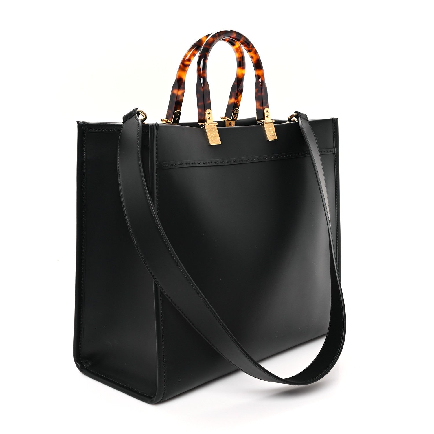 Fendi Vitello King Plexiglass Medium Fendi Sunshine Shopper Tote Black 3 of 11