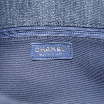Chanel Frayed Denim Quilted Large Blue Chip Flap Blue 6 of 10