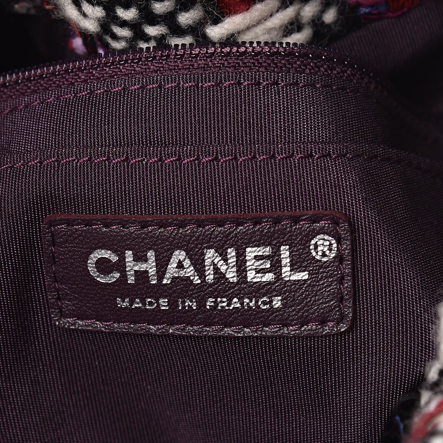 Chanel Tweed Calfskin Medium CC Chain Drawstring Tote Black Multicolor 7 of 11