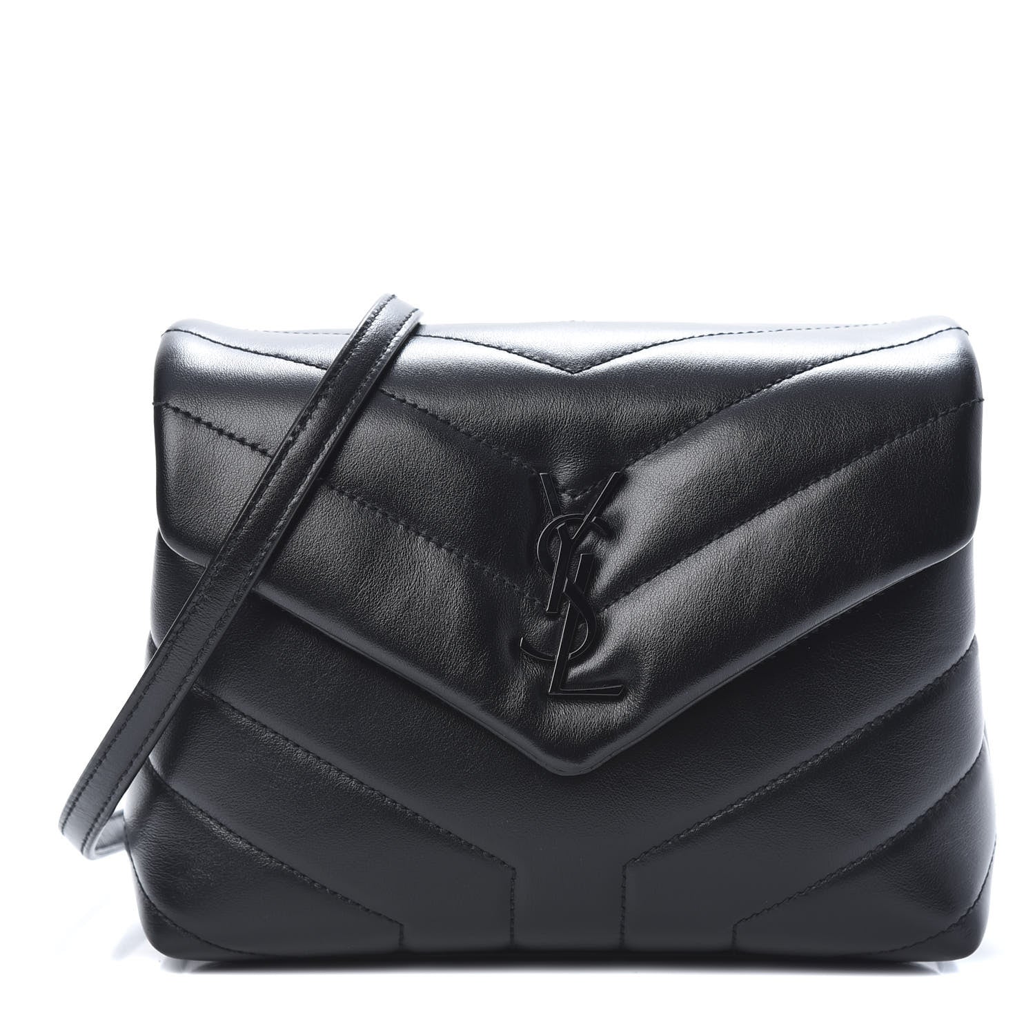 Saint Laurent Calfskin Y Quilted Monogram Toy Loulou Crossbody Bag Black 1 of 10