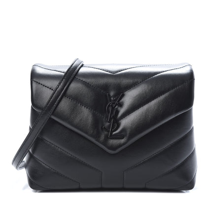 Saint Laurent Calfskin Y Quilted Monogram Toy Loulou Crossbody Bag Black 1 of 10