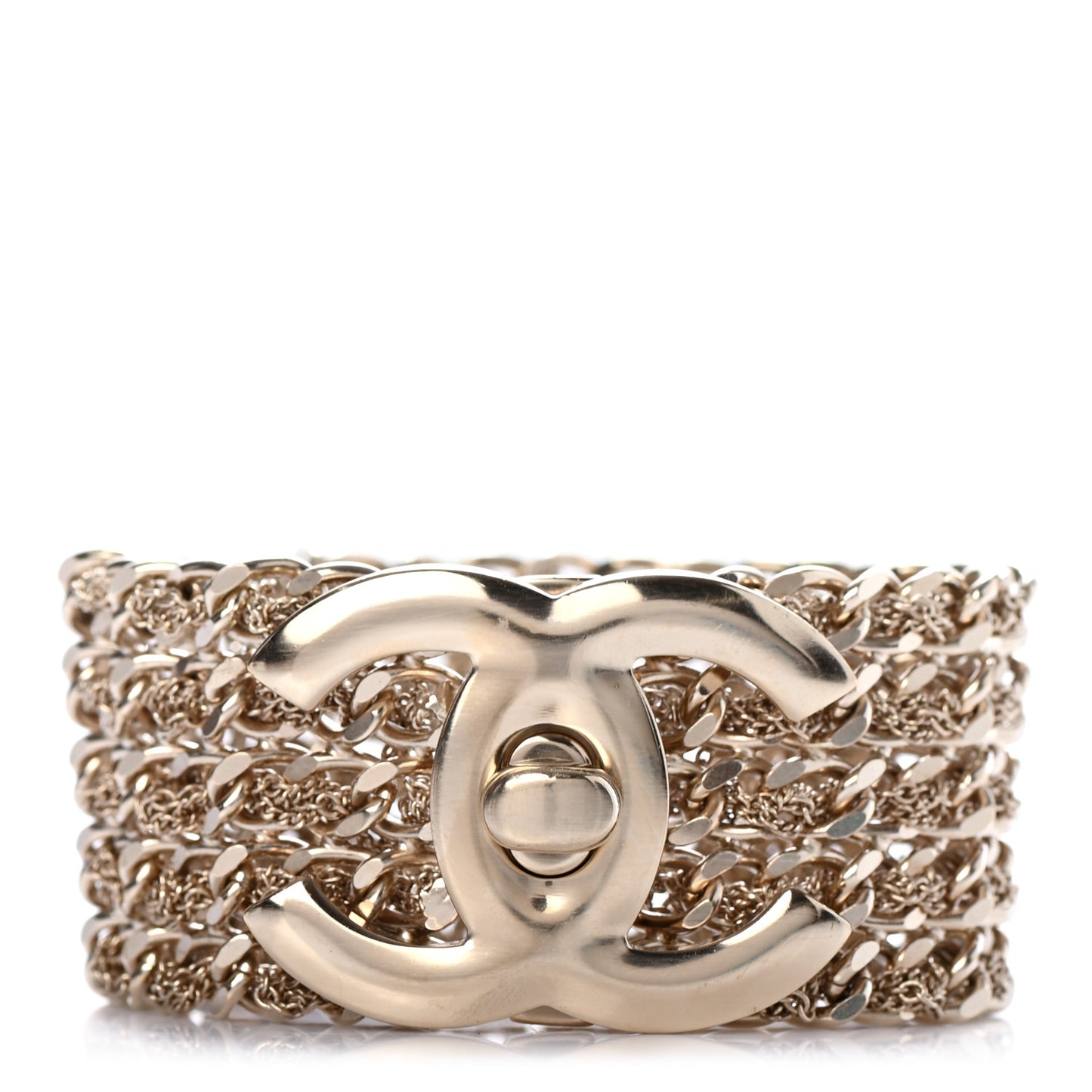 Metal CC Turnlock Multistrand Chain Bracelet Gold Gold