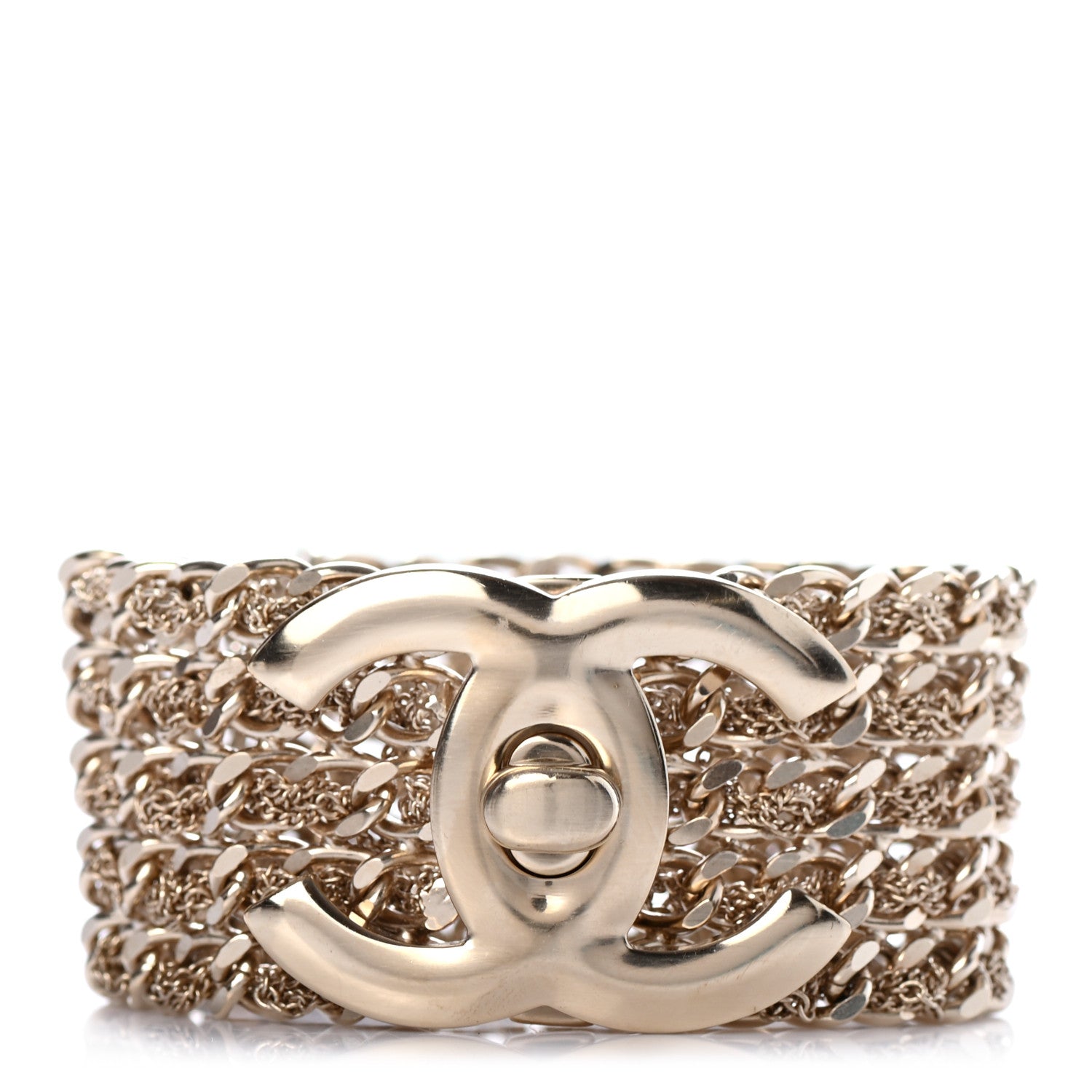 Chanel Metal CC Turnlock Multistrand Chain Bracelet Gold Gold 1 of 4