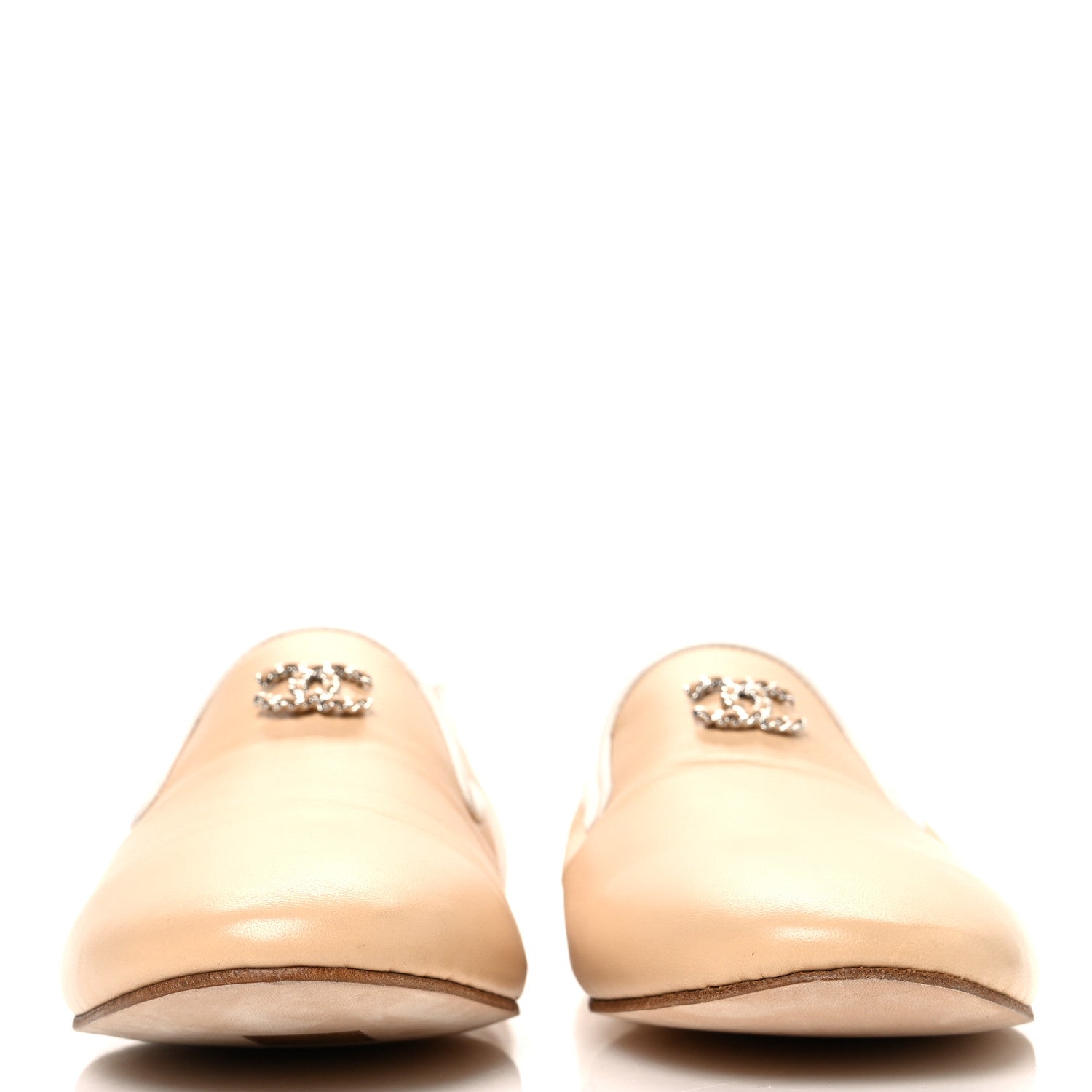 Chanel Fantasy Goatskin CC Mocassin Loafers 38.5 Beige White 3 of 10