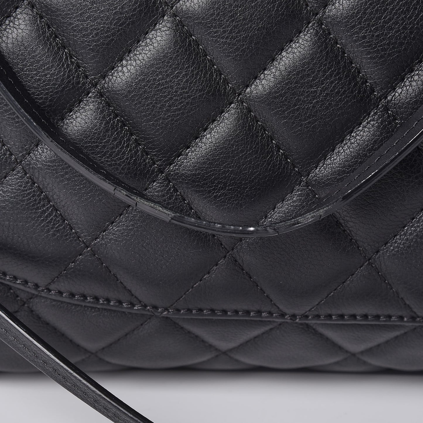 Calfskin Quilted Frame In Chain Tote Black