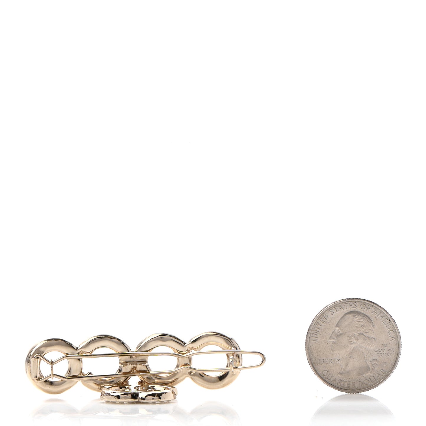 Pearl Coco CC Hair Clip Barrette Gold
