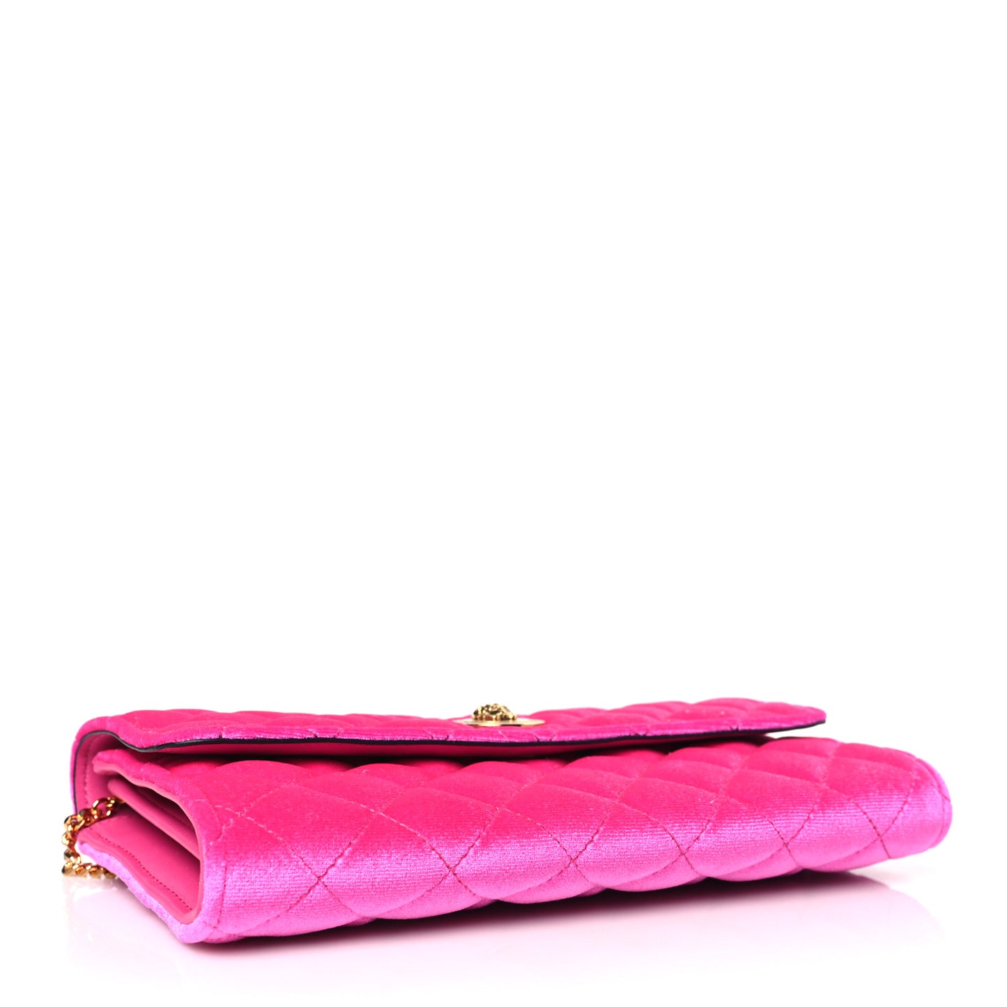 Velvet Quilted Medusa Wallet On Chain Pink