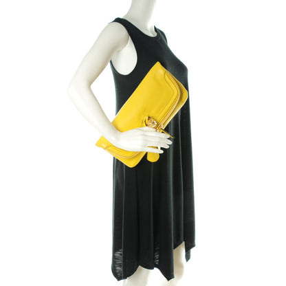 Alexander McQueen Grainy Calfskin Padlock Skull Clutch Yellow 2 of 7