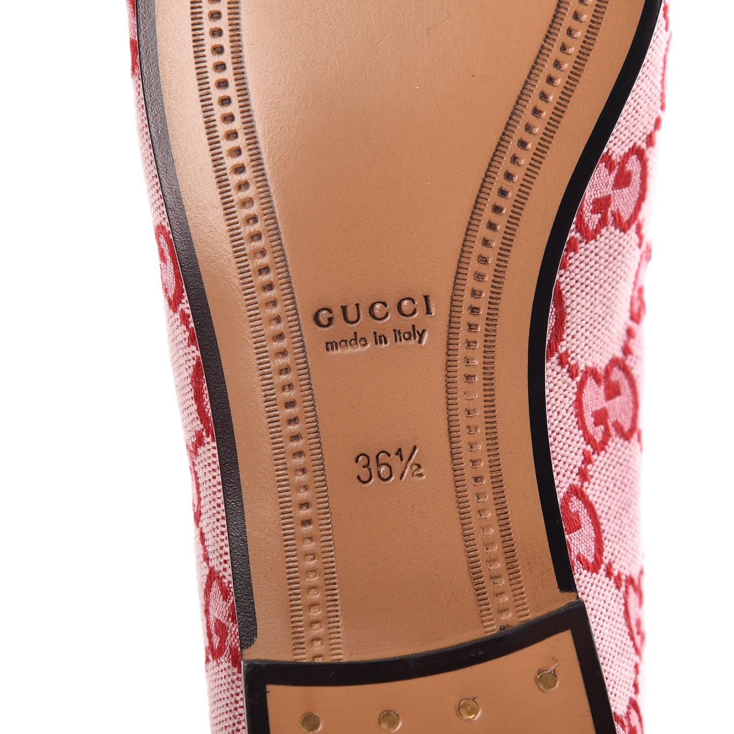 Canvas GG Monogram Horsebit Womens Jordaan Loafers 36.5 Gardenia Hibiscus Red