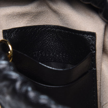 Gucci Calfskin Diagonal Striped Mini Zumi Bucket Bag Black Beige 9 of 10