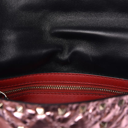 Valentino Garavani Metallic Wrinkled Lambskin Medium Rockstud Spike Shoulder Bag Lipstick 8 of 8