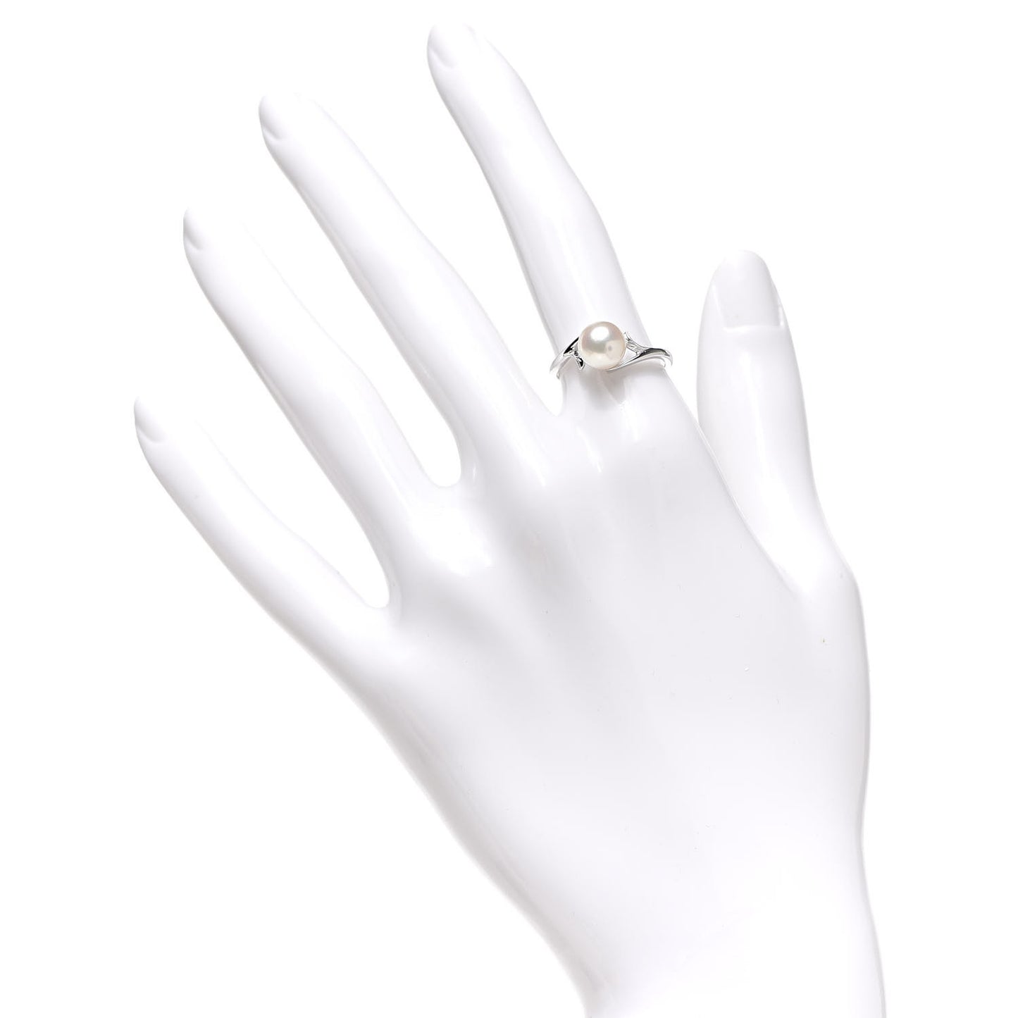 18K White Gold Akoya Pearl 7mm Ring 51 5.75