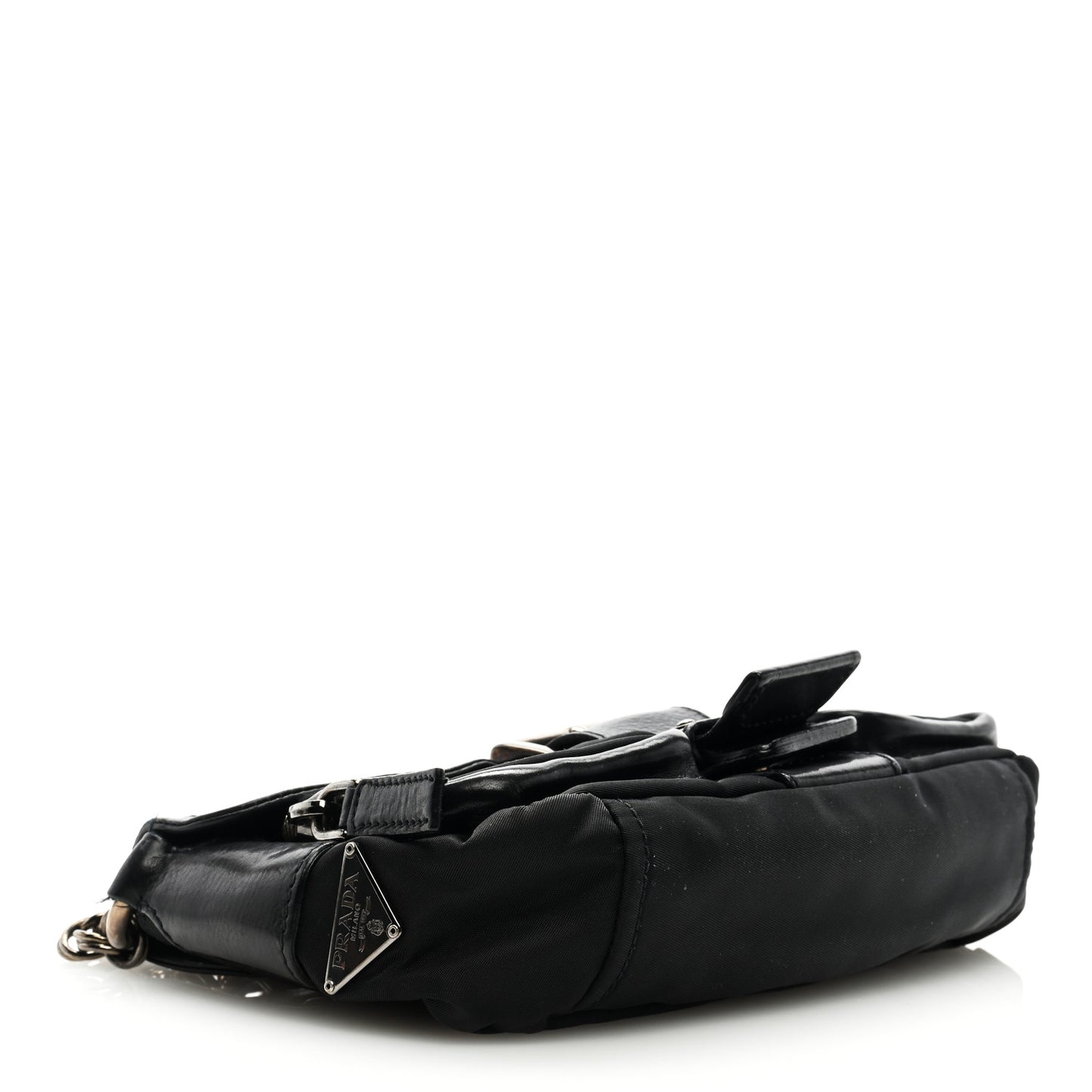 Soft Calfskin Buckle Shoulder Bag Black