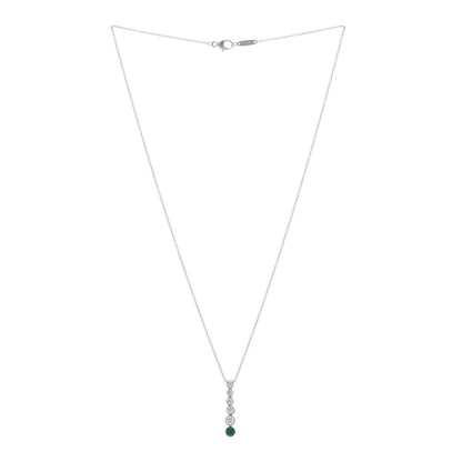 Tiffany Platinum Diamond Emerald Jazz Graduated Drop Pendant Necklace 2 of 3