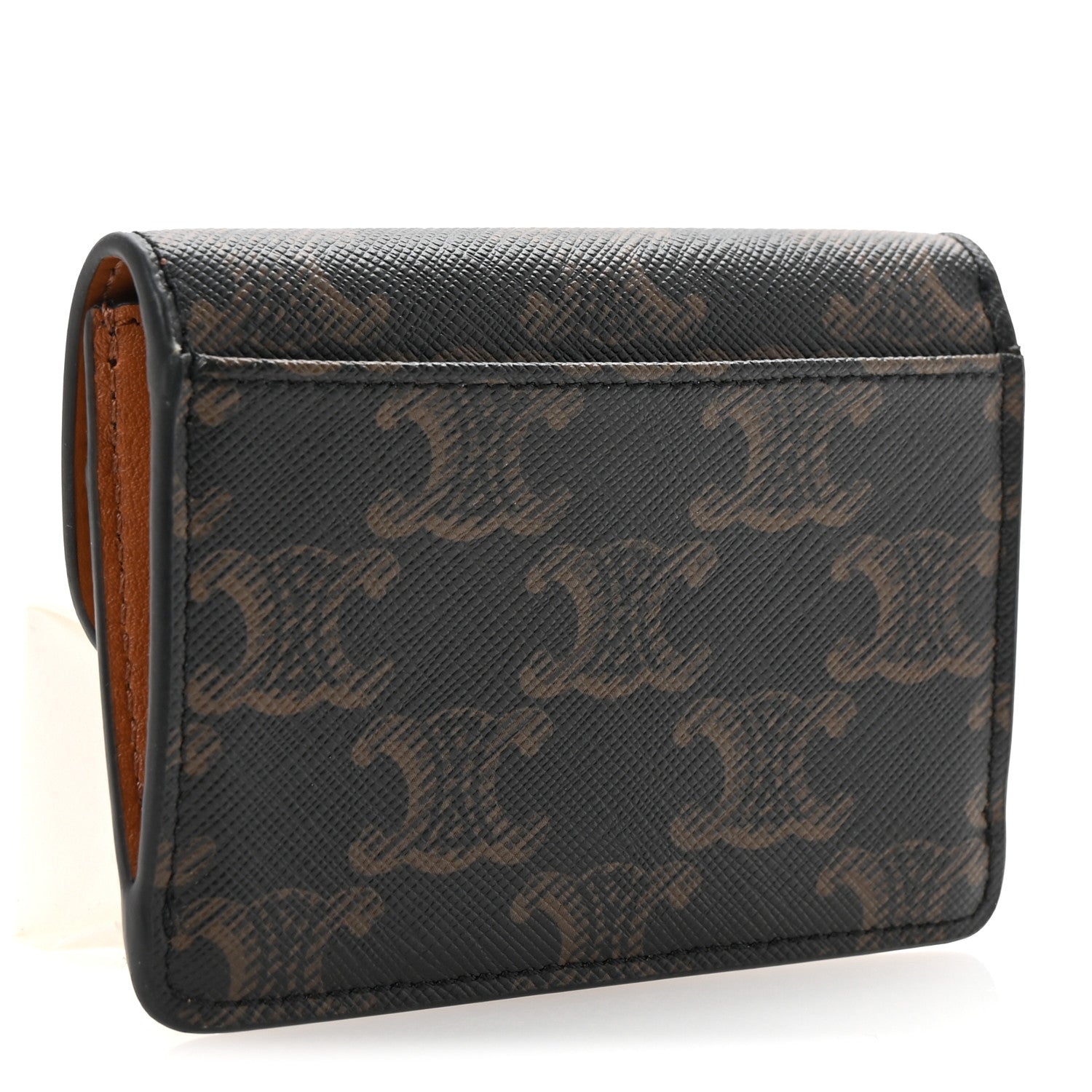 Celine Triomphe Canvas Calfskin Flap Card Holder Tan 3 of 8