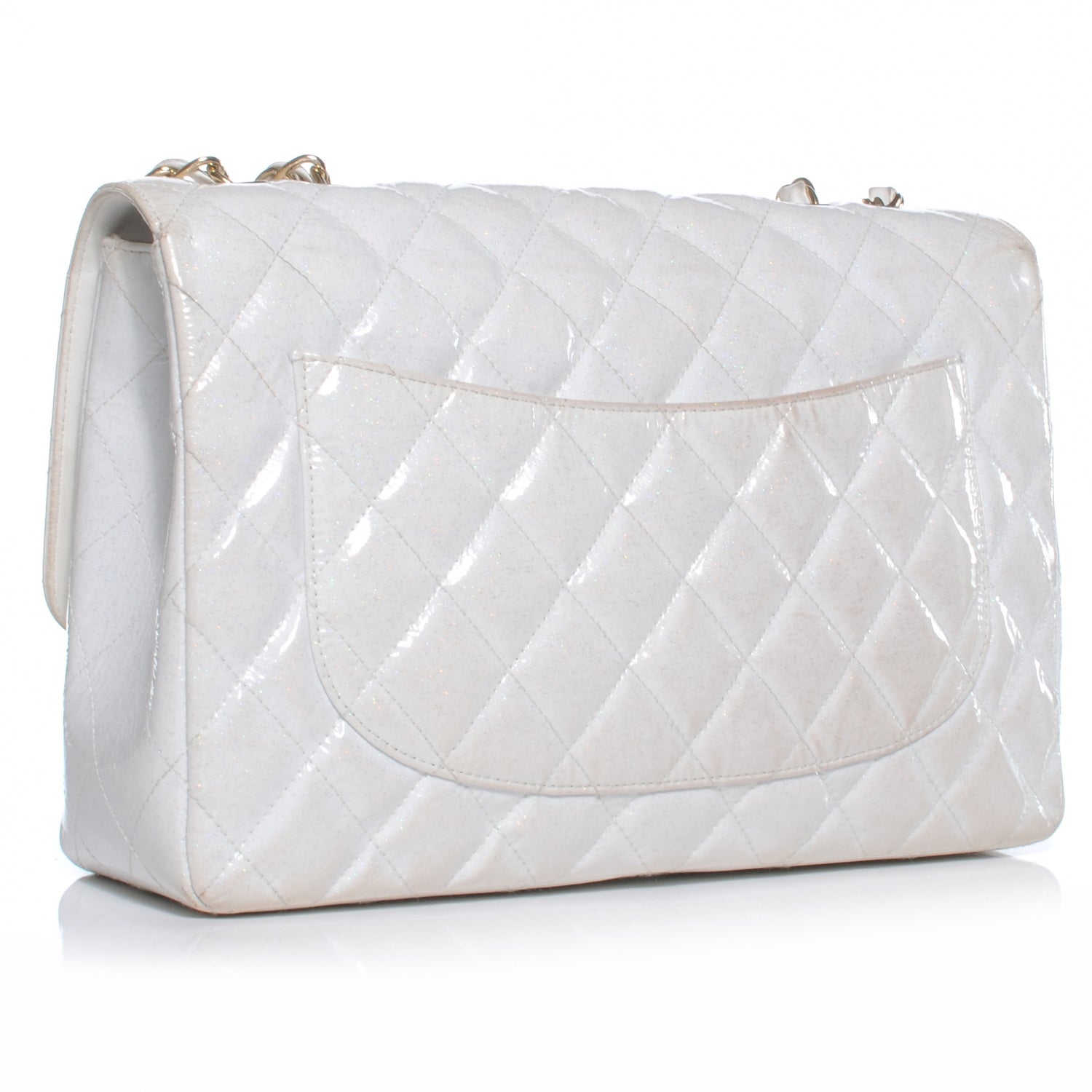 Chanel Patent Quilted Evening Star Jumbo Flap White 3 of 11