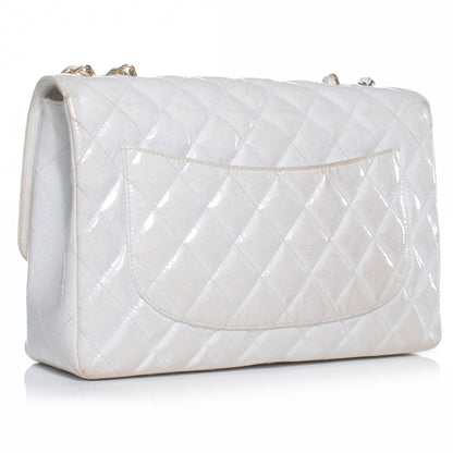 Chanel Patent Quilted Evening Star Jumbo Flap White 3 of 11