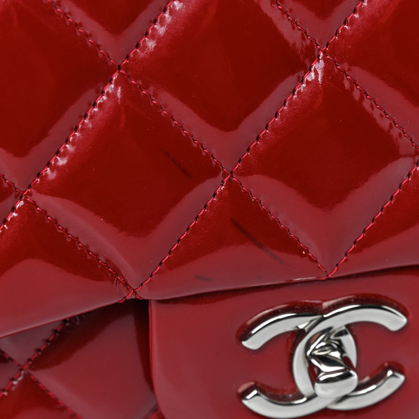 Patent Quilted Jumbo Double Flap Red