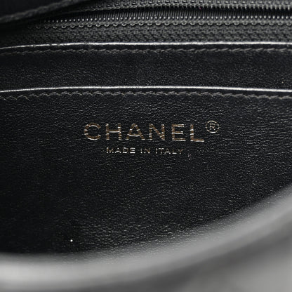 Chanel Lambskin Reverse Chevron Quilted Round Top Handle Flap Black 6 of 19