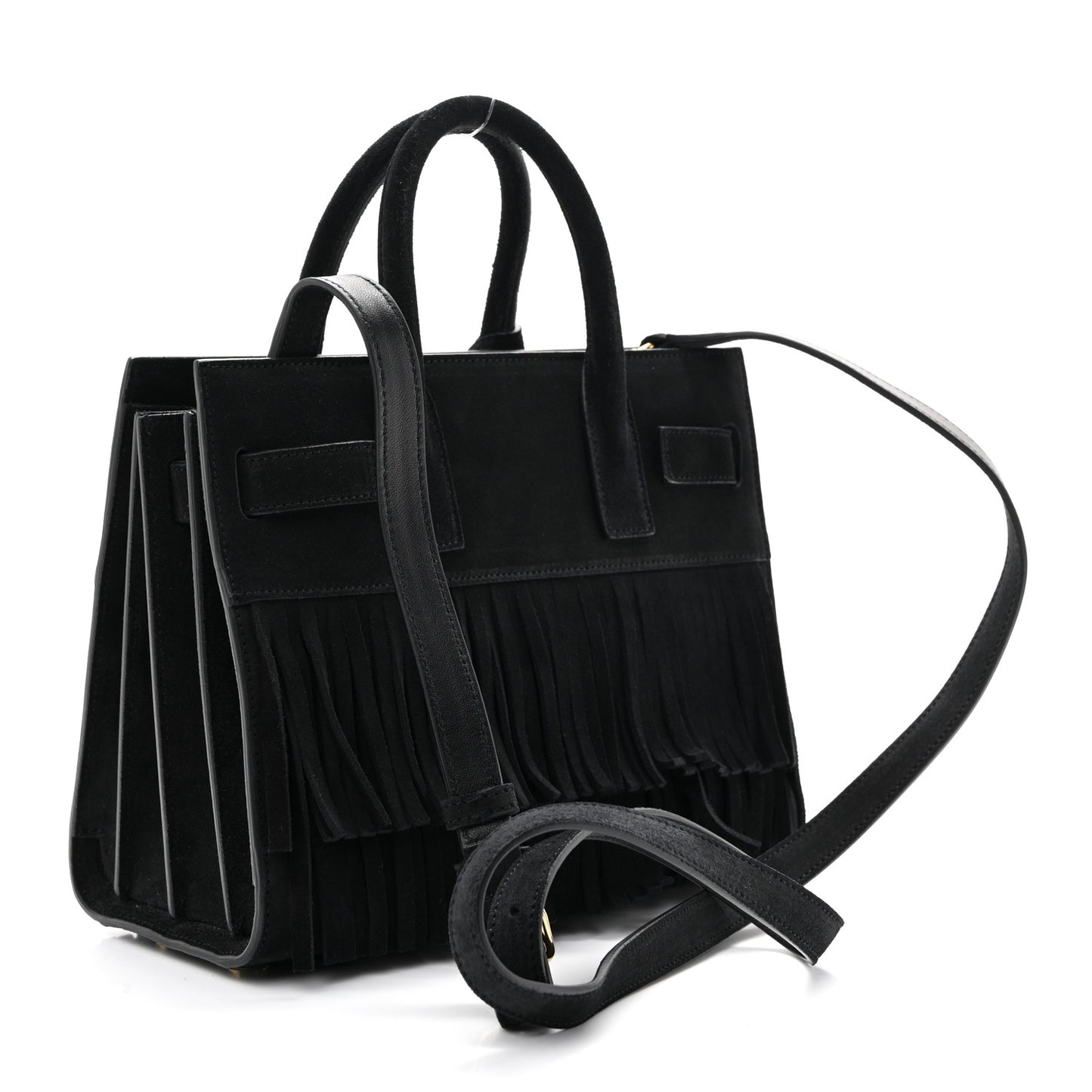 Suede Fringe Nano Sac De Jour Black