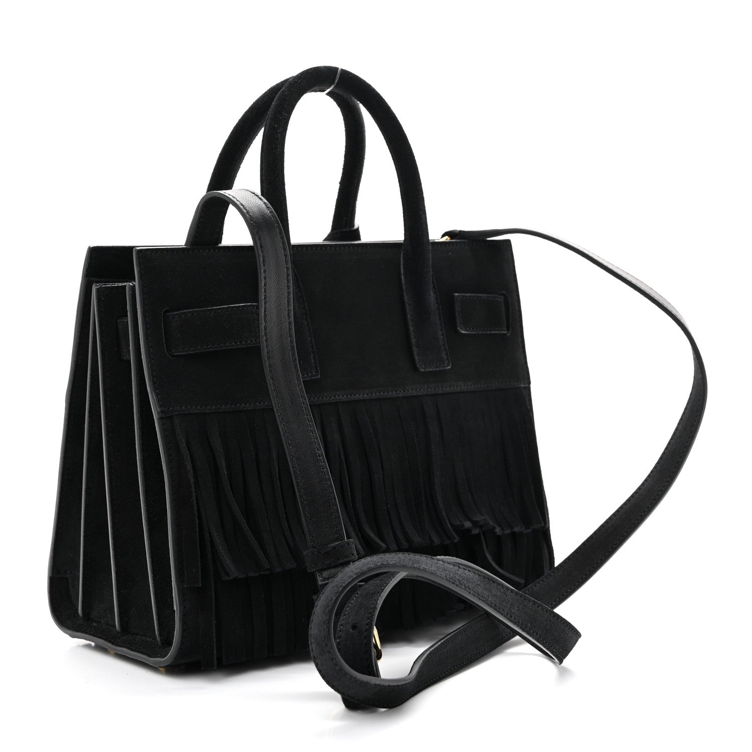 Saint Laurent Suede Fringe Nano Sac De Jour Black 3 of 14