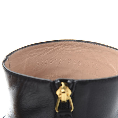 Gucci Goatskin Kitten Chain Horsebit Ankle Boots 38.5 Black 9 of 10