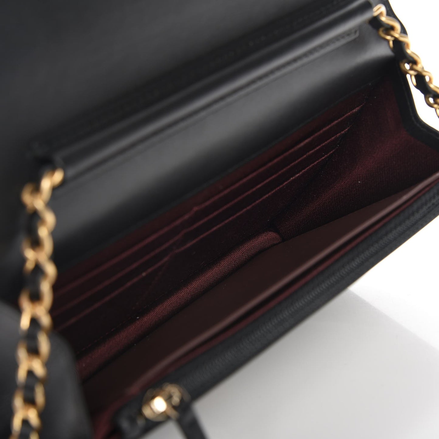 Aged Calfskin Quilted Lucky Charms 2.55 Reissue Wallet On Chain WOC Black
