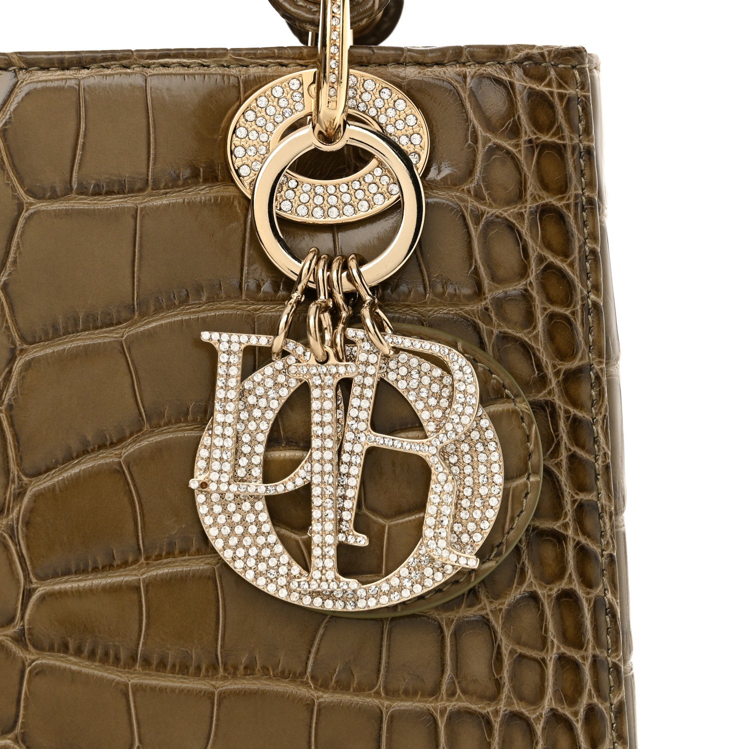 Christian Dior Alligator Swarovski Crystal Small Lady Dior Green 8 of 16