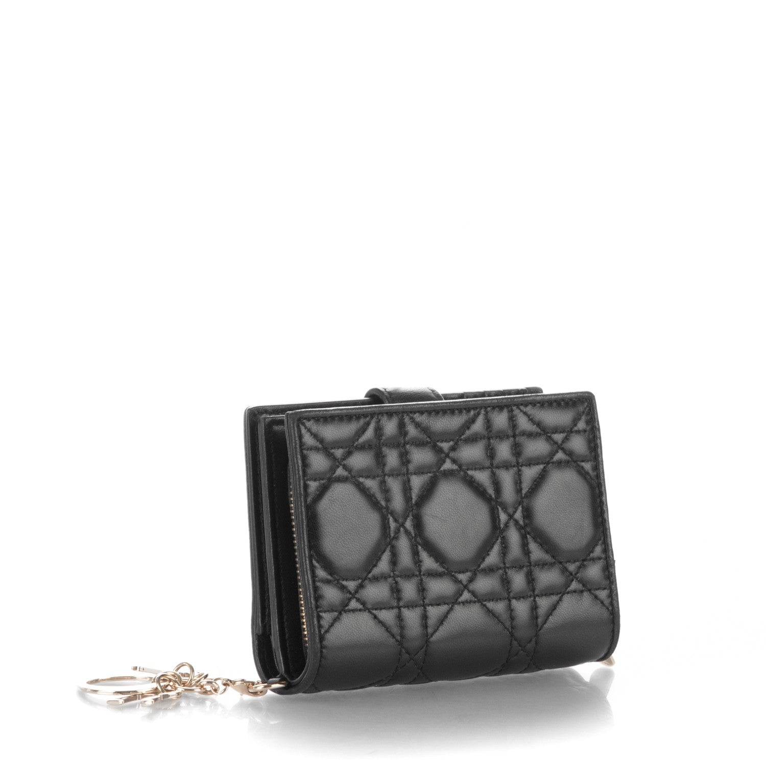 Christian Dior Lambskin Cannage Lady Dior Eden Wallet Black 3 of 8