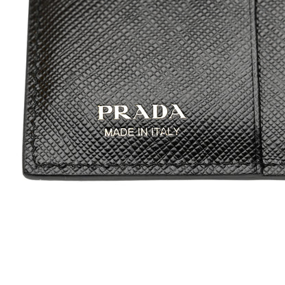 Prada Saffiano Lipstick Print Bi-Fold Wallet Black 6 of 7