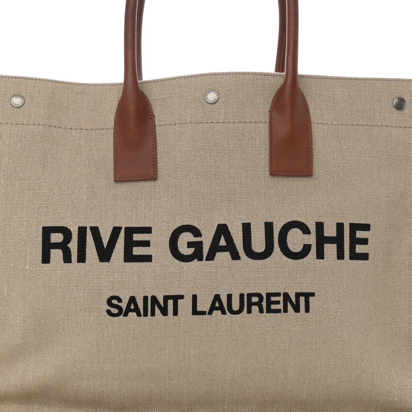 Linen Calfskin Small Rive Gauche Tote Brown