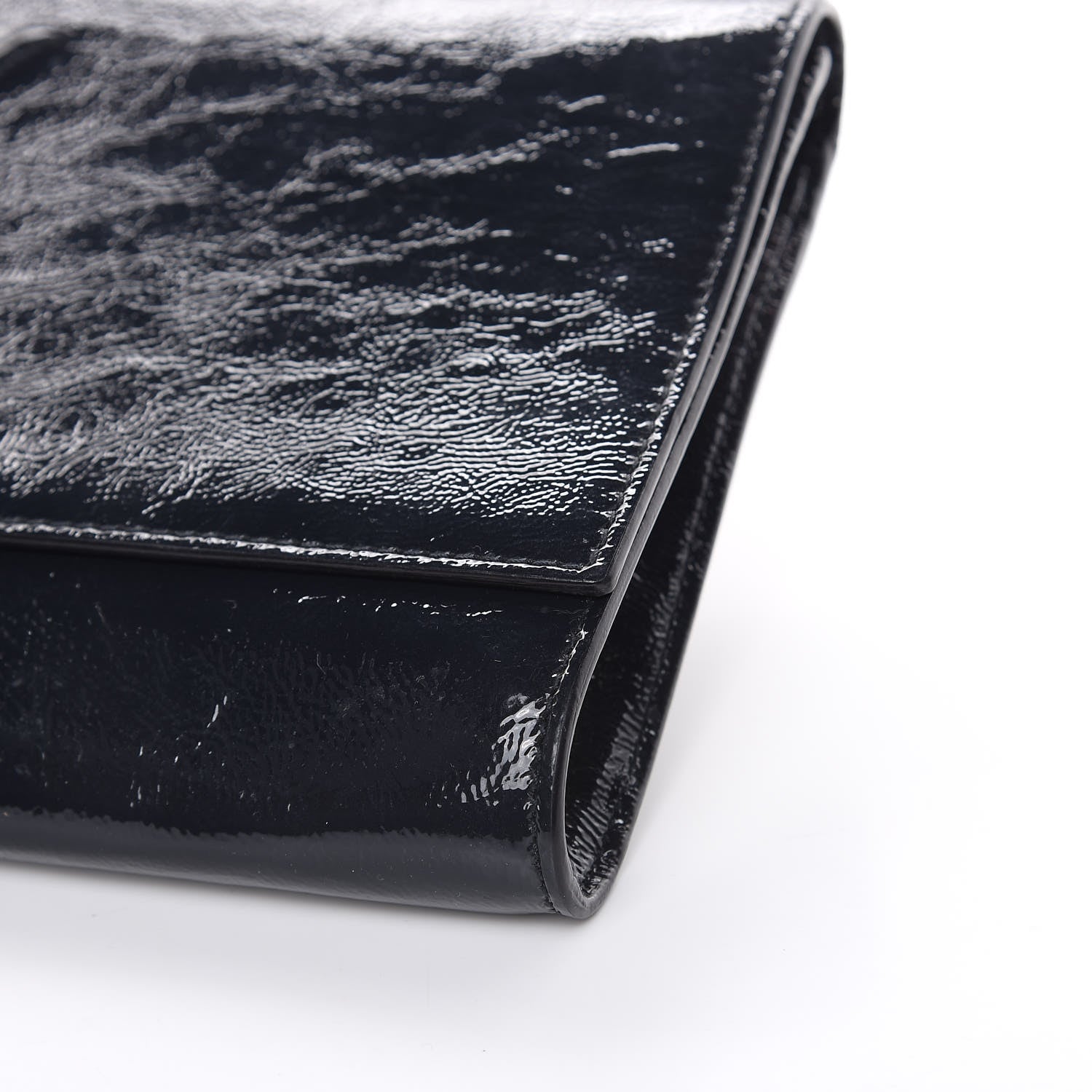 Saint Laurent Textured Patent Calfskin Large Belle De Jour Clutch Deep Marine 9 of 16