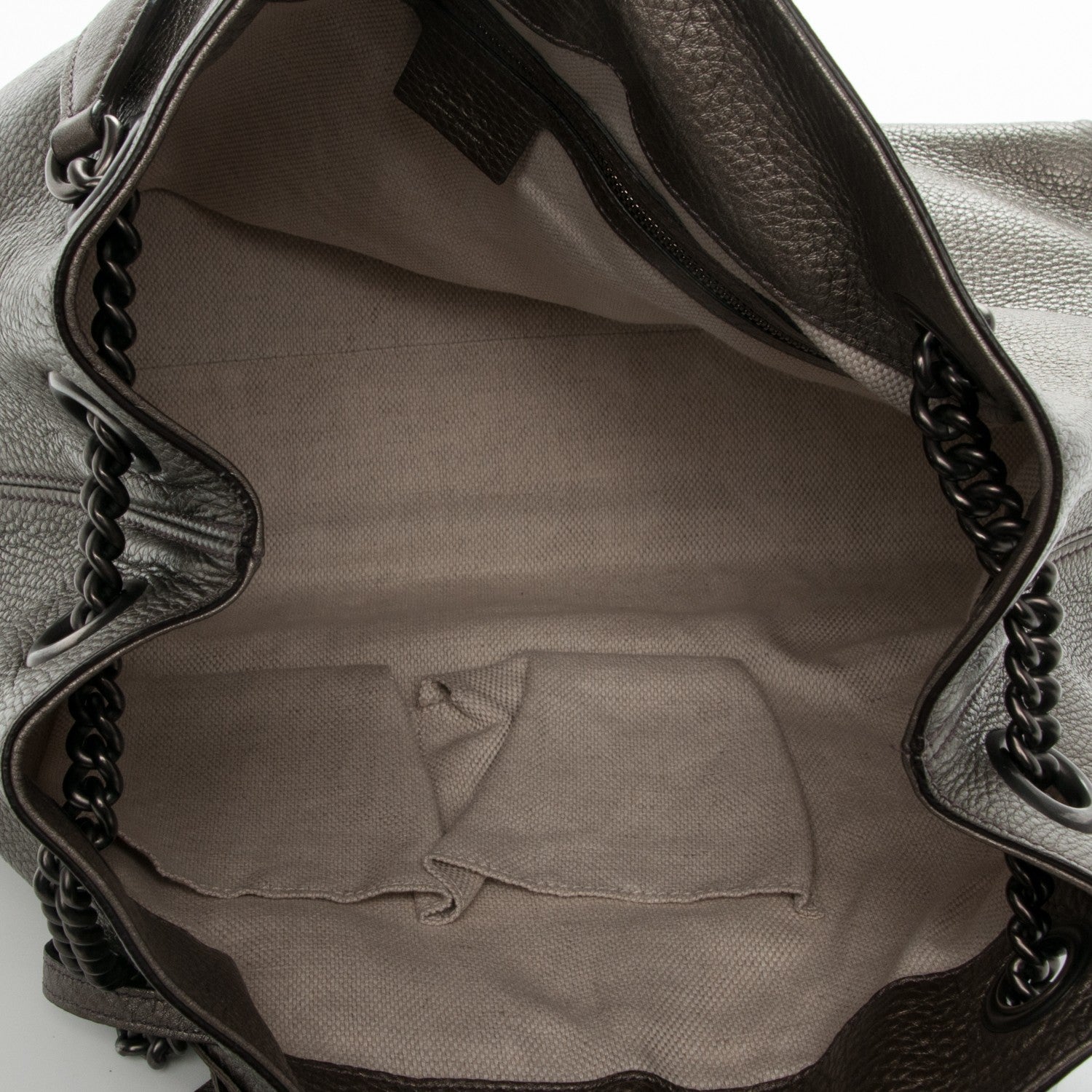 Gucci Metallic Pebbled Calfskin Medium Soho Chain Shoulder Bag Sasso 5 of 7