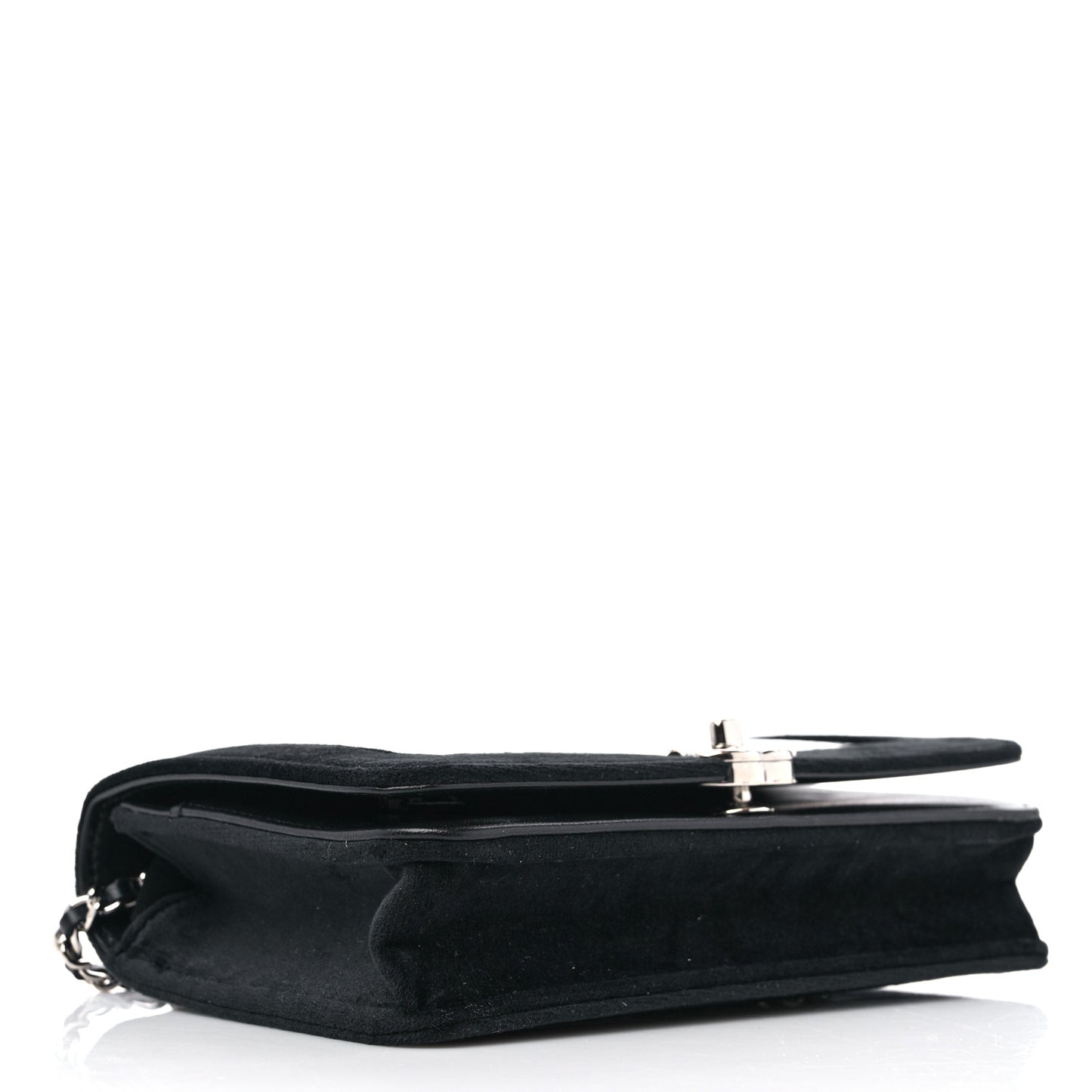 Velvet Metallic Embellished Boy Wallet On Chain WOC Silver Black