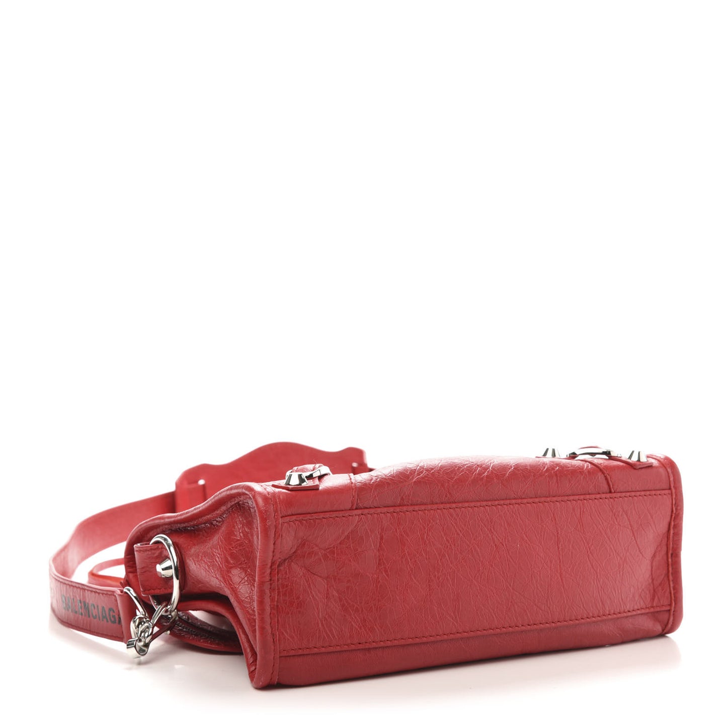 Agneau Classic Silver Hardware Mini City Logo Strap Rouge Cardinal Black