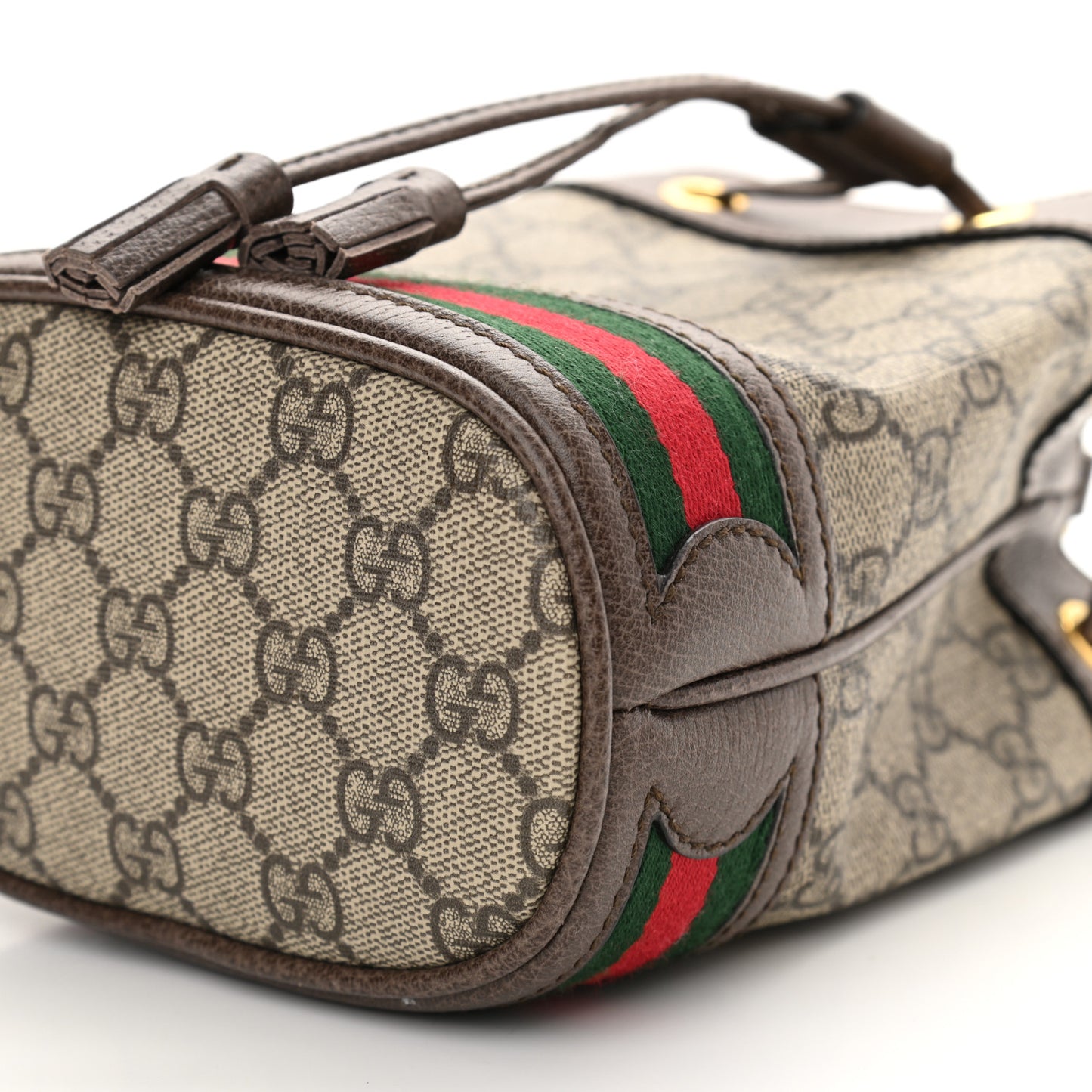 GG Supreme Monogram Web Mini Ophidia Bucket Bag Brown