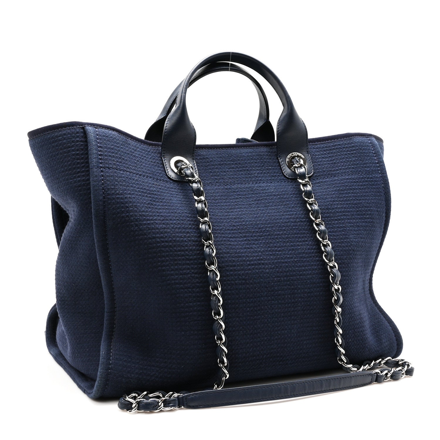 Chanel Mixed Fibers Calfskin Medium Deauville Tote Dark Blue 4 of 11