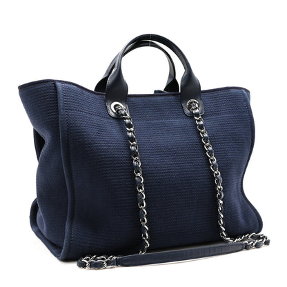 Chanel Mixed Fibers Calfskin Medium Deauville Tote Dark Blue 4 of 11