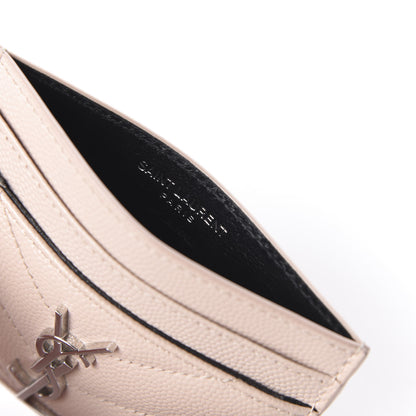 Saint Laurent Grain De Poudre Matelasse Chevron Monogram Credit Card Case Marble Pink 8 of 10