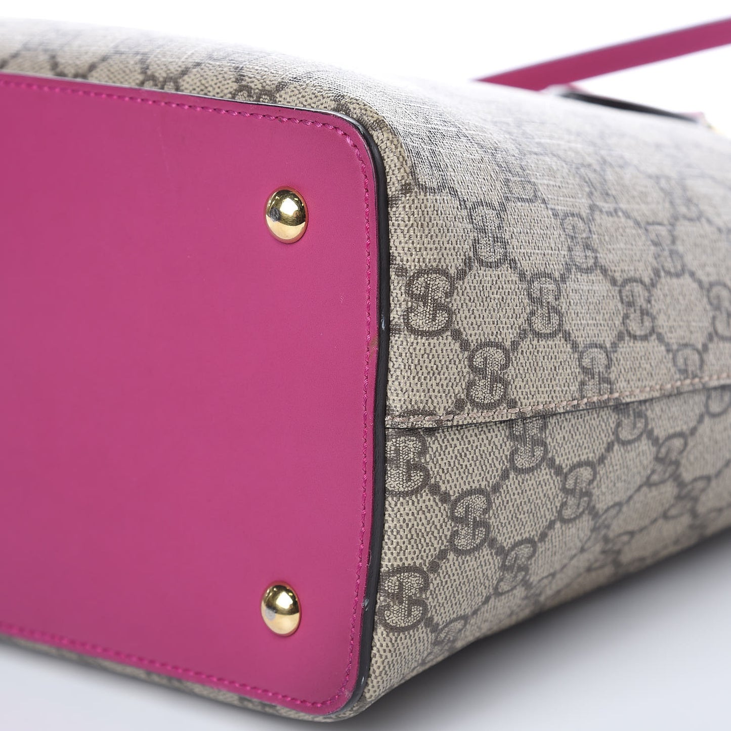 GG Supreme Monogram Linea A Foldover Tote Beige Hibiscus Red New Rosette