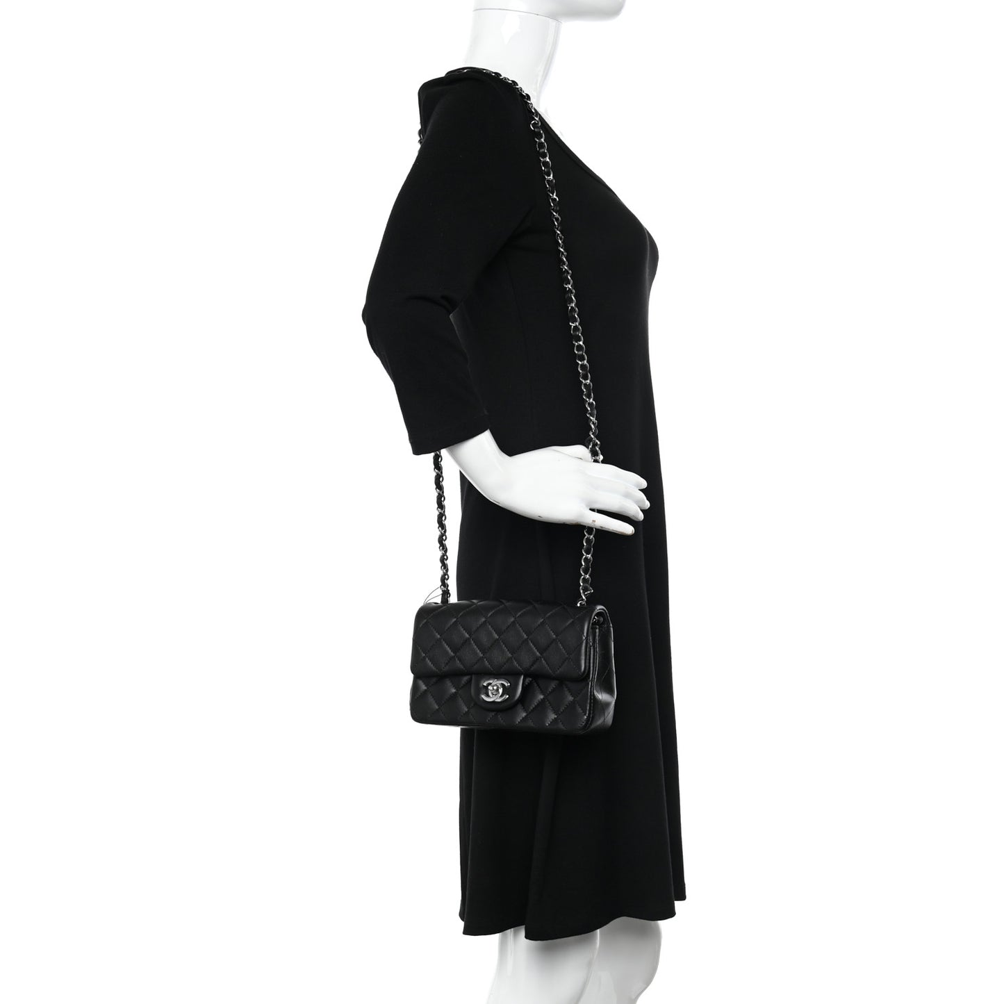 Lambskin Quilted Mini Rectangular Flap Black
