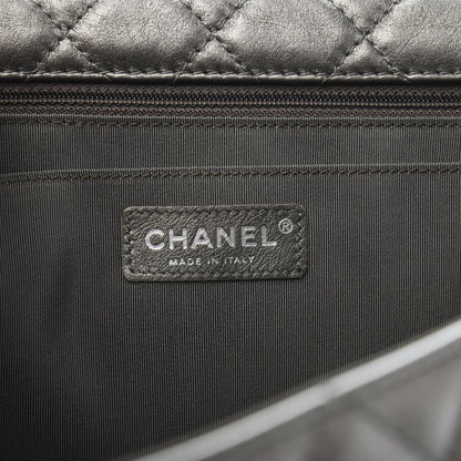 Chanel Metallic Calfskin Quilted Small XXL Travel Flap Bag Dark Silver 6 of 11